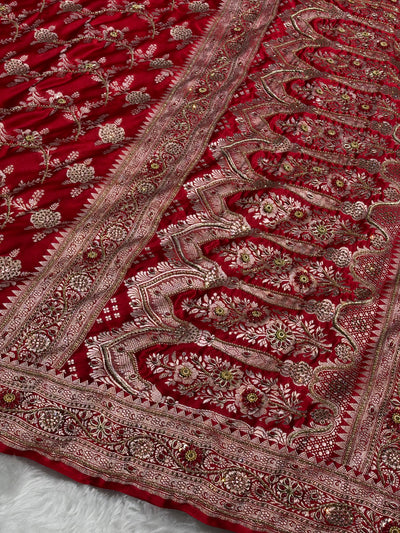 Bridal Maroon Mashru Silk with Bananasi Mooti and Swarovski work BMCS28