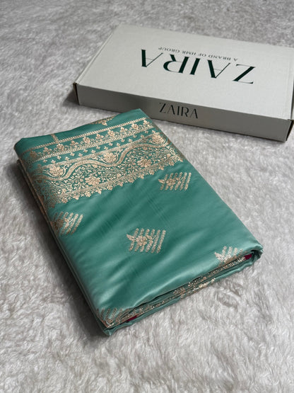 Sea Green Banarasi Boota Katan Silk Saree