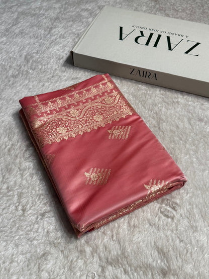 Baby Pink Banarasi Boota Katan Silk Saree