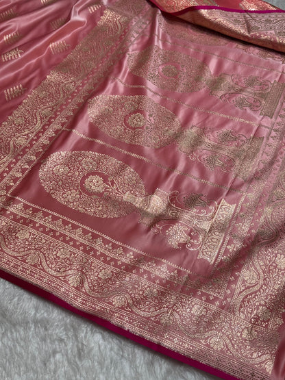 Baby Pink Banarasi Boota Katan Silk Saree