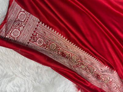 Bridal Maroon Mashru Silk with Bananasi Mooti and Swarovski work BMCS28