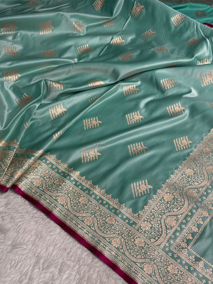 Sea Green Banarasi Boota Katan Silk Saree