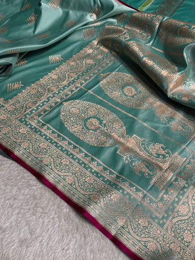 Sea Green Banarasi Boota Katan Silk Saree