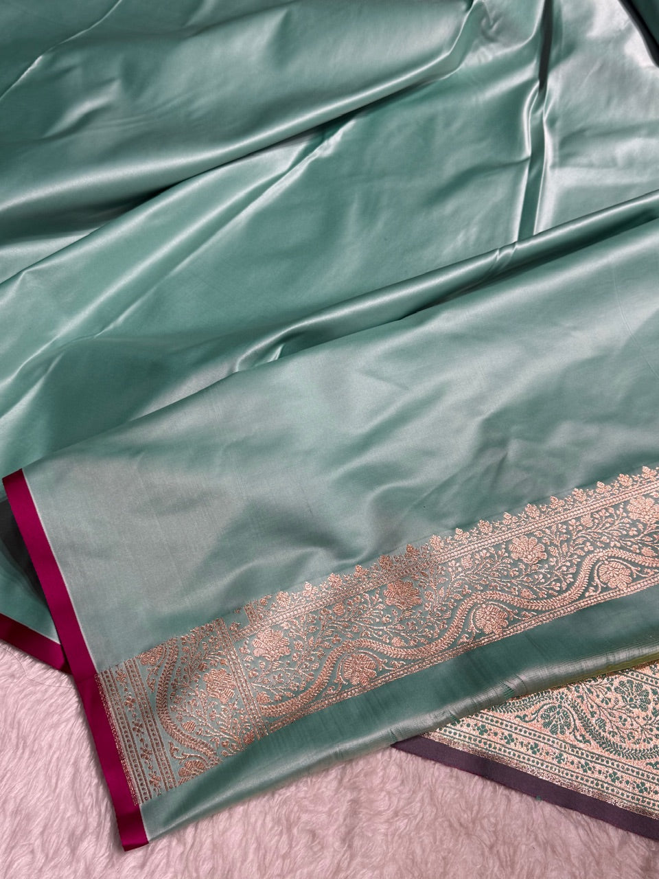 Sea Green Banarasi Boota Katan Silk Saree