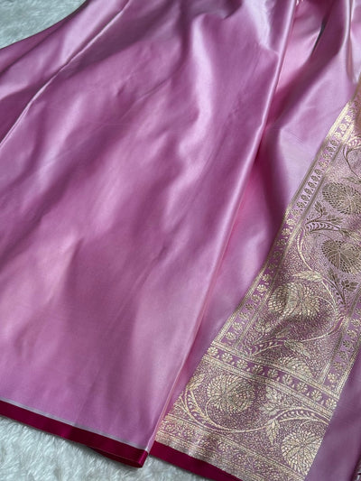 Lavender Banarasi Jaal Satin Katan Silk Saree SK06