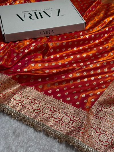 Gold Shades Satin Silk Banarasi Saree with Gota Patti SSGP01
