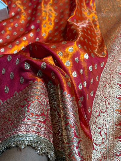 Gold Shades Satin Silk Banarasi Saree with Gota Patti SSGP01
