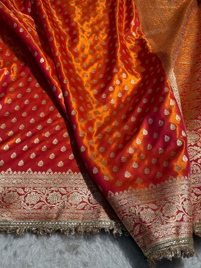 Gold Shades Satin Silk Banarasi Saree with Gota Patti SSGP01