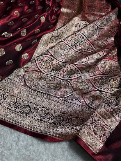 Maroon Boota With Swarovski Work