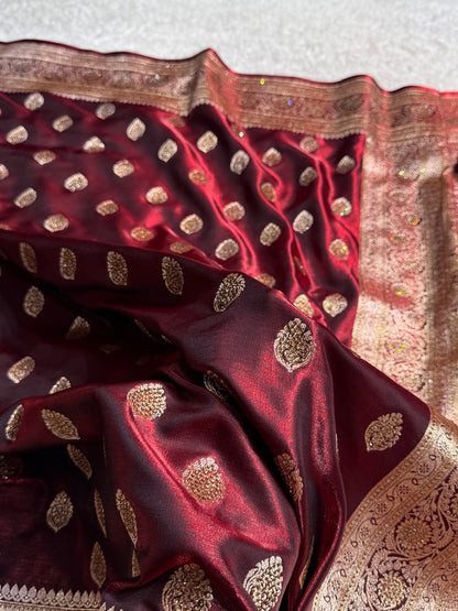 Maroon Boota With Swarovski Work