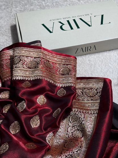 Maroon Boota With Swarovski Work