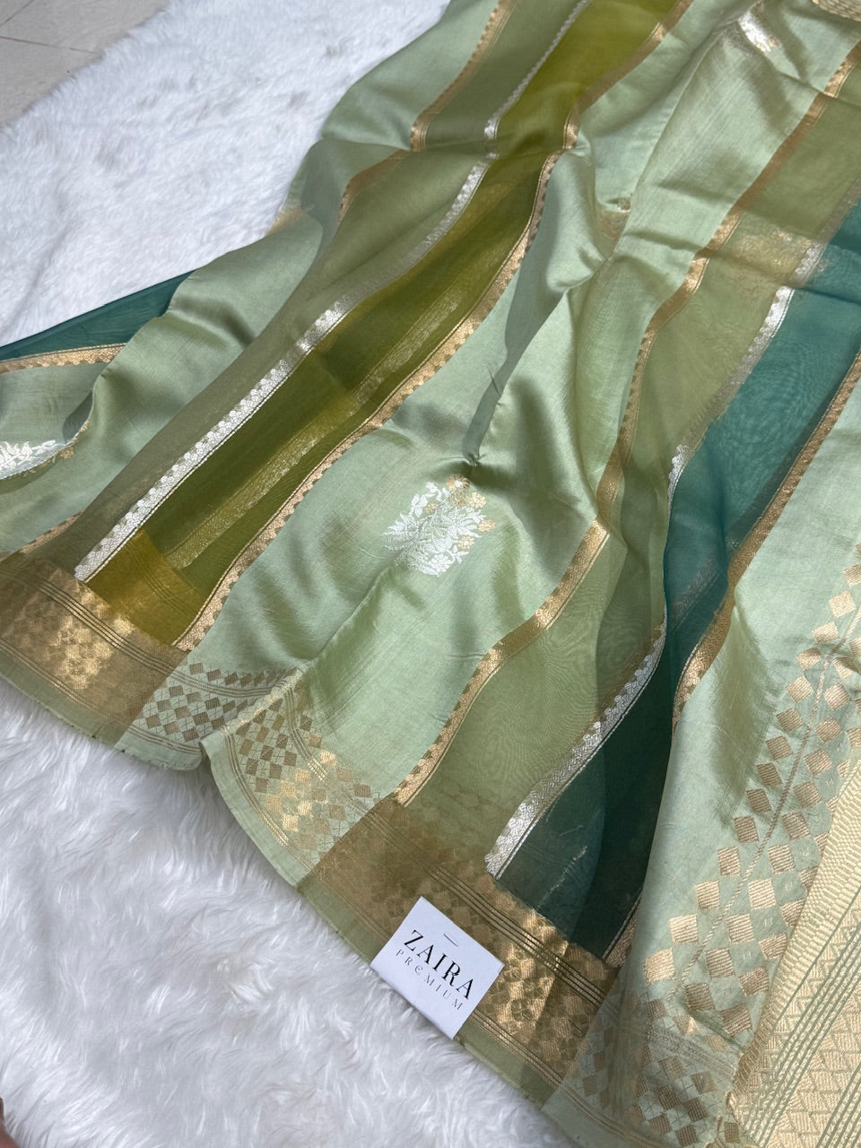 Forest Green Rangkat Handwoven Paper Mango Silk