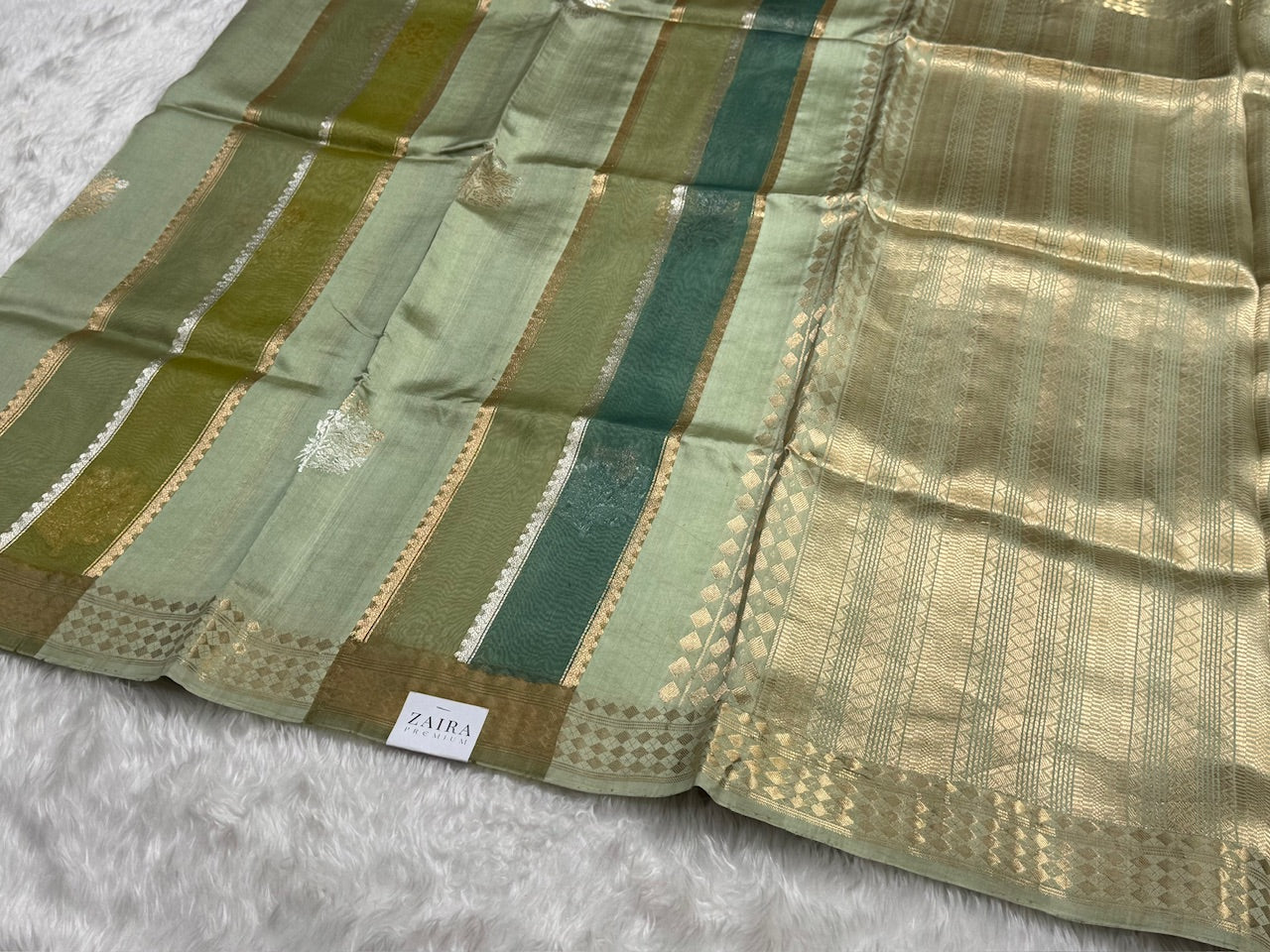 Forest Green Rangkat Handwoven Paper Mango Silk