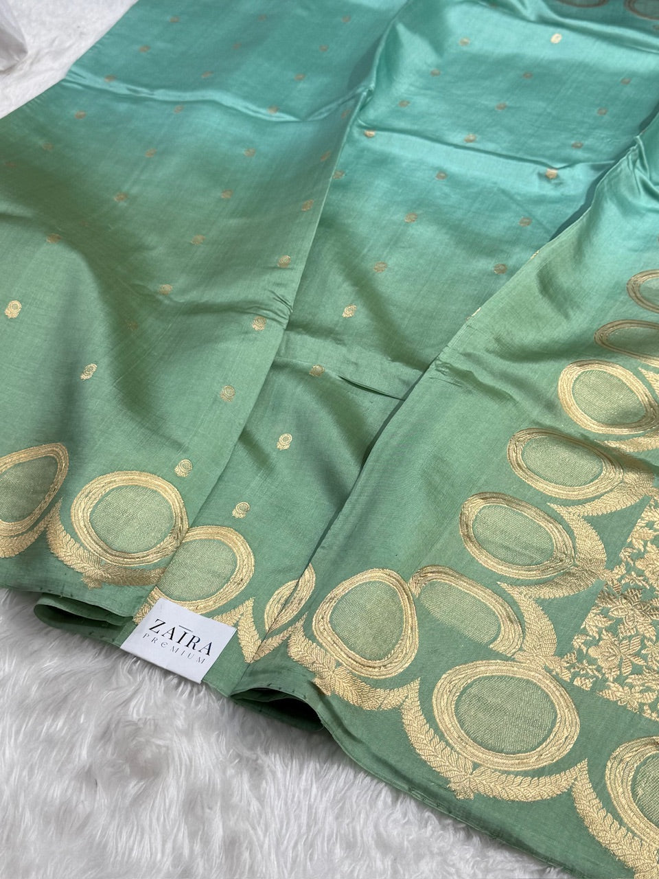 Turquoise Seagreen Ombre Handwoven Paper Mango silk