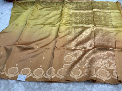 Mustard-Chikoo Ombre Handwoven Paper Mango silk