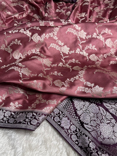 Mauve Shades Jaal Mashru Silk Saree MCS48