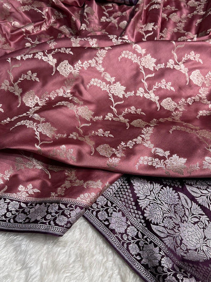 Mauve Shades Jaal Mashru Silk Saree MS48
