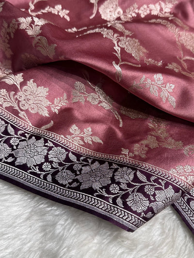 Mauve Shades Jaal Mashru Silk Saree MCS48