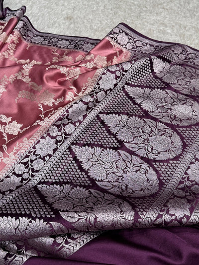 Mauve Shades Jaal Mashru Silk Saree MCS48