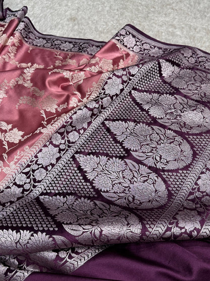 Mauve Shades Jaal Mashru Silk Saree MS48