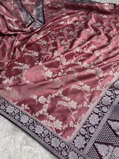 Mauve Shades Jaal Mashru Silk Saree MS48