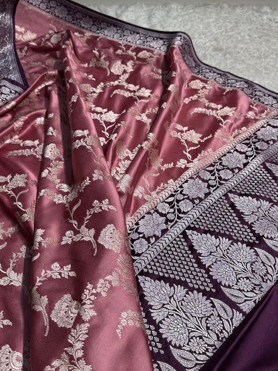 Mauve Shades Jaal Mashru Silk Saree MCS48
