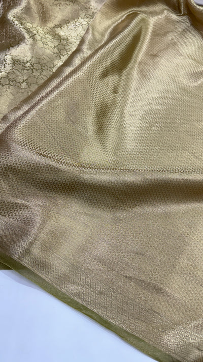 Light Mehandi Pure Tissue Silk Saree with brocade Blouse PT-01