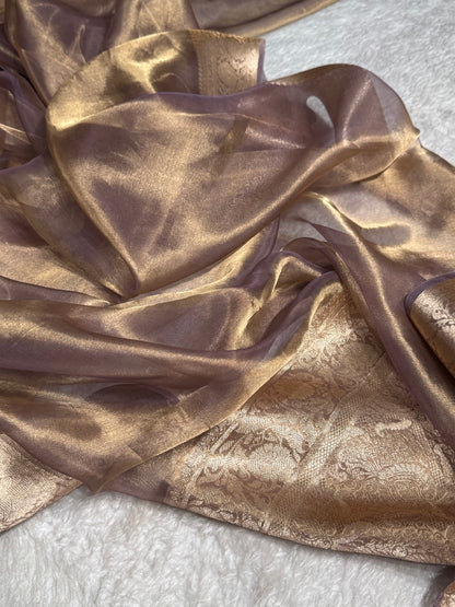 Tusser Shades Pure Tissue Silk Saree with Brocade Blouse PT-18