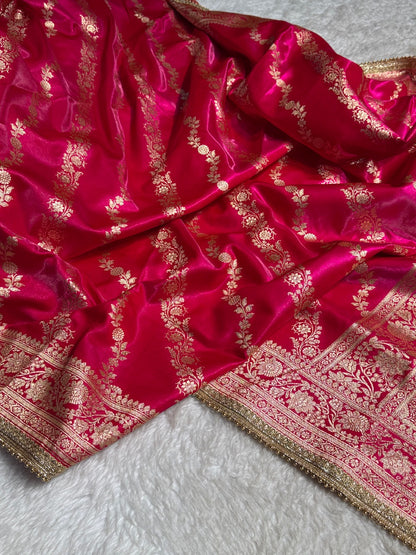 Rani Shades Cross Satin Silk Saree with gotta patti SSGP10
