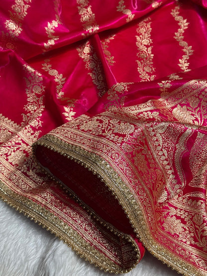 Rani Shades Cross Satin Silk Saree with gotta patti SSGP10