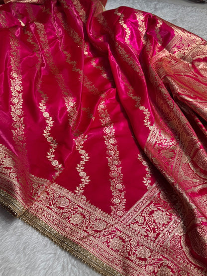 Rani Shades Cross Satin Silk Saree with gotta patti SSGP10