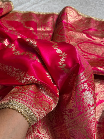 Rani Shades Cross Satin Silk Saree with gotta patti SSGP10