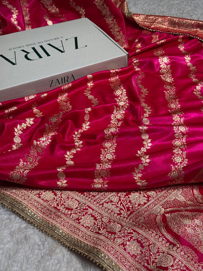 Rani Shades Cross Satin Silk Saree with gotta patti SSGP10