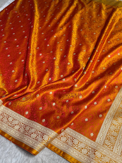 Gold with Rani Tanchoi Booti Katan Silk Saree SKTM-06