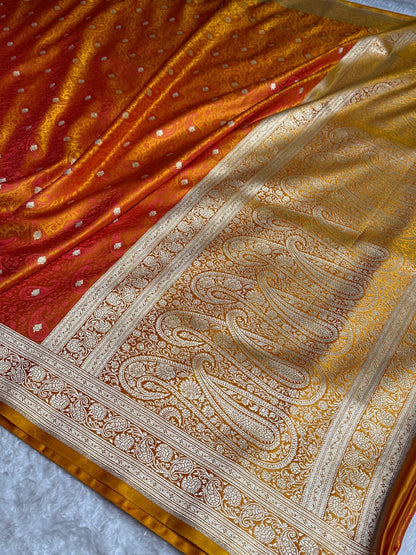 Gold with Rani Tanchoi Booti Katan Silk Saree SKTM-06