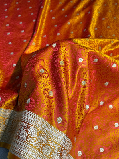 Gold with Rani Tanchoi Booti Katan Silk Saree SKTM-06