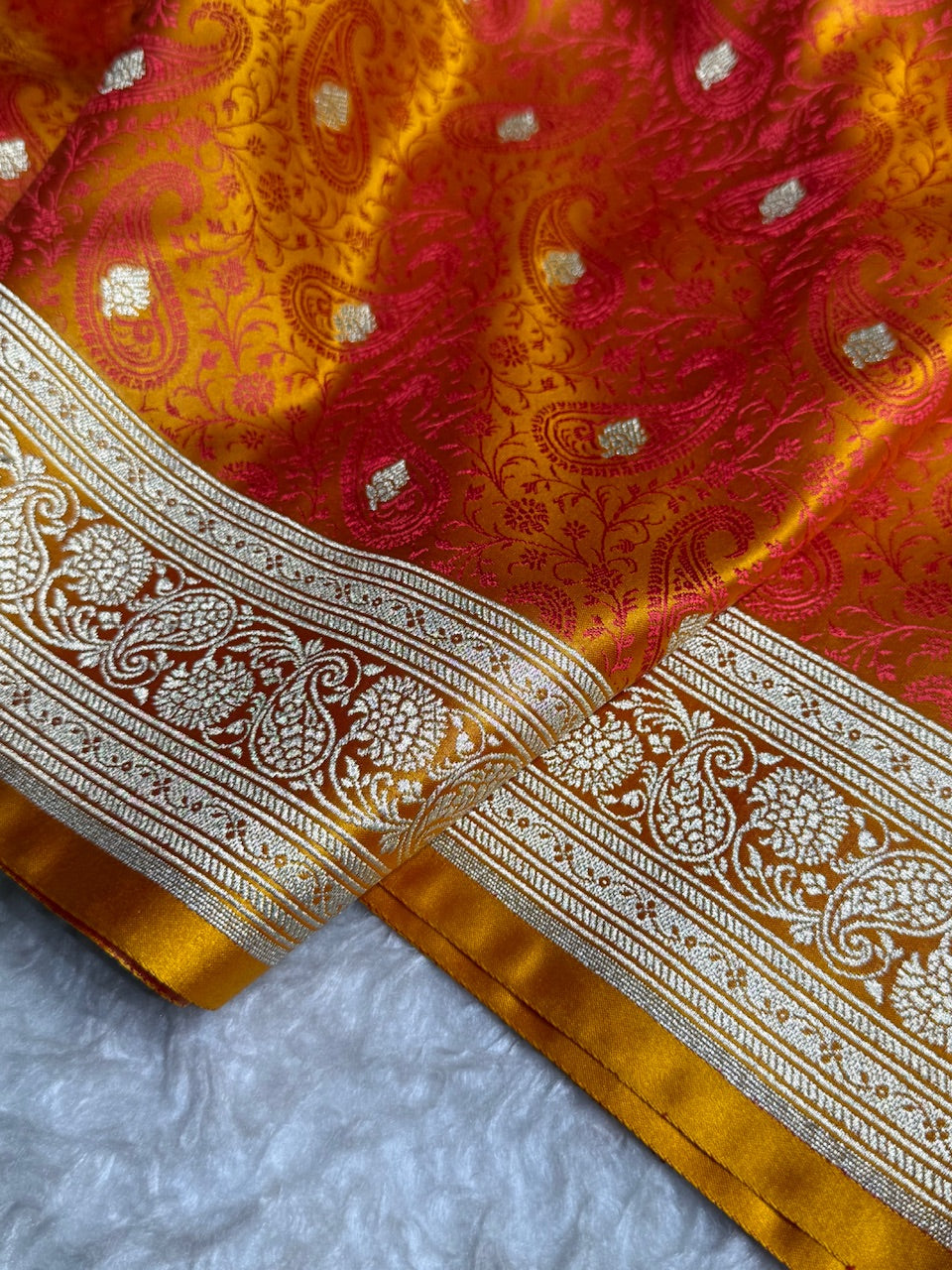 Gold with Rani Tanchoi Booti Katan Silk Saree SKTM-06