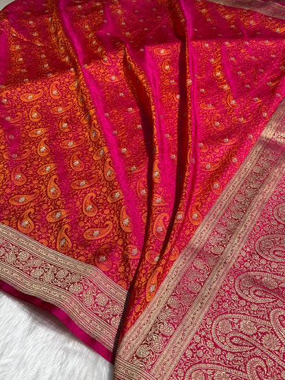 Rani with Gold Tanchoi Booti Katan Silk Saree SKTM-06