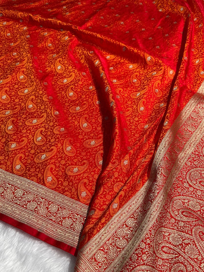 Orange Tanchoi Booti Katan Silk Saree SKTM-06