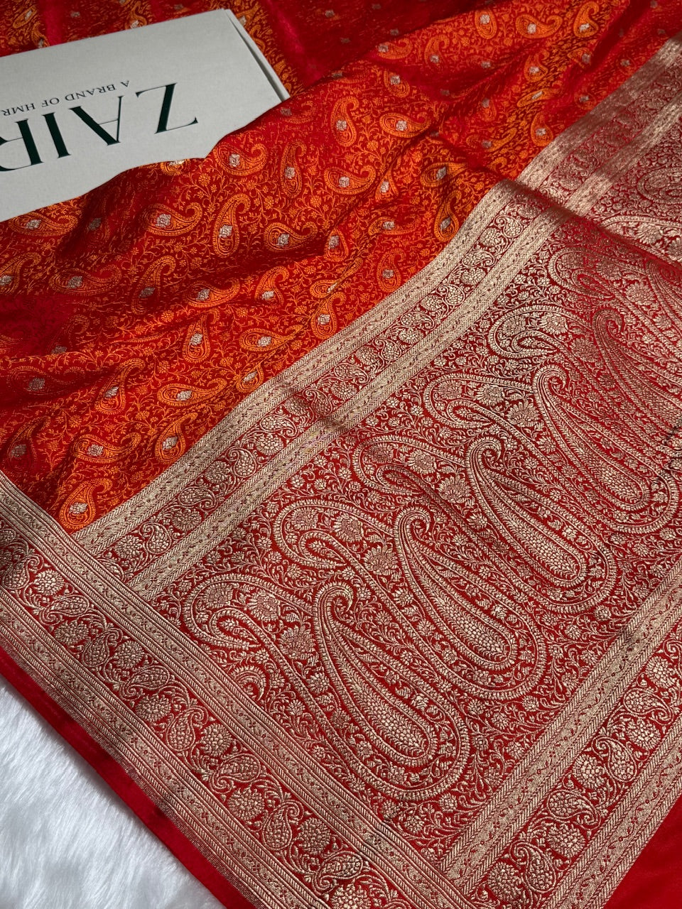 Orange Tanchoi Booti Katan Silk Saree SKTM-06