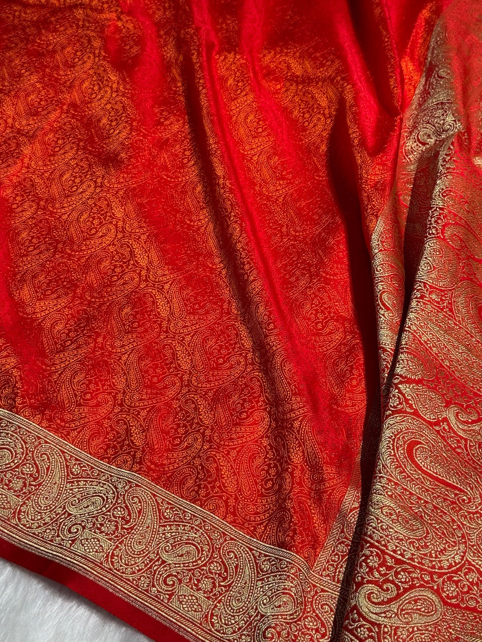 Orange Tanchoi Booti Katan Silk Saree SKTM-07