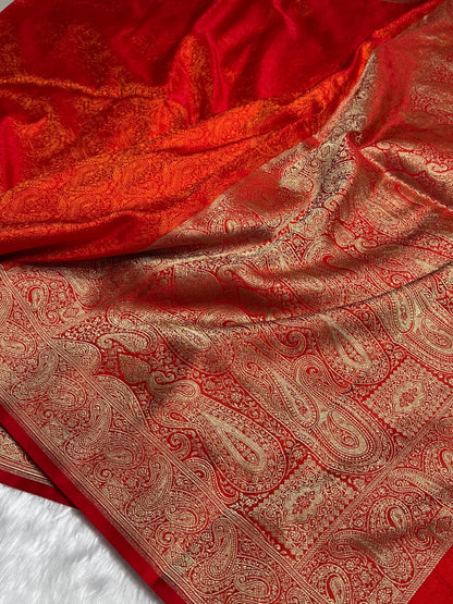 Orange Tanchoi Booti Katan Silk Saree SKTM-07