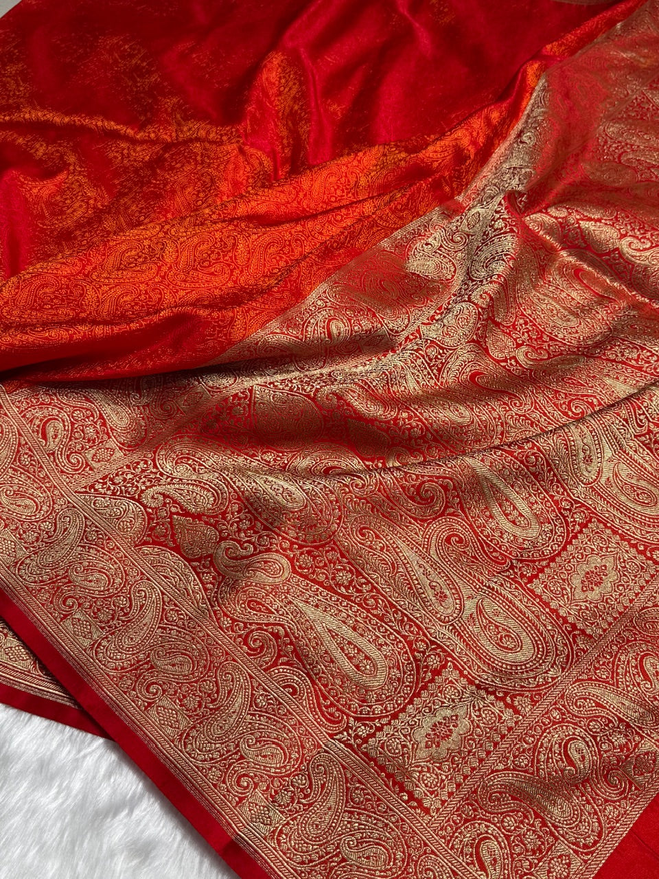 Orange Tanchoi Booti Katan Silk Saree SKTM-07