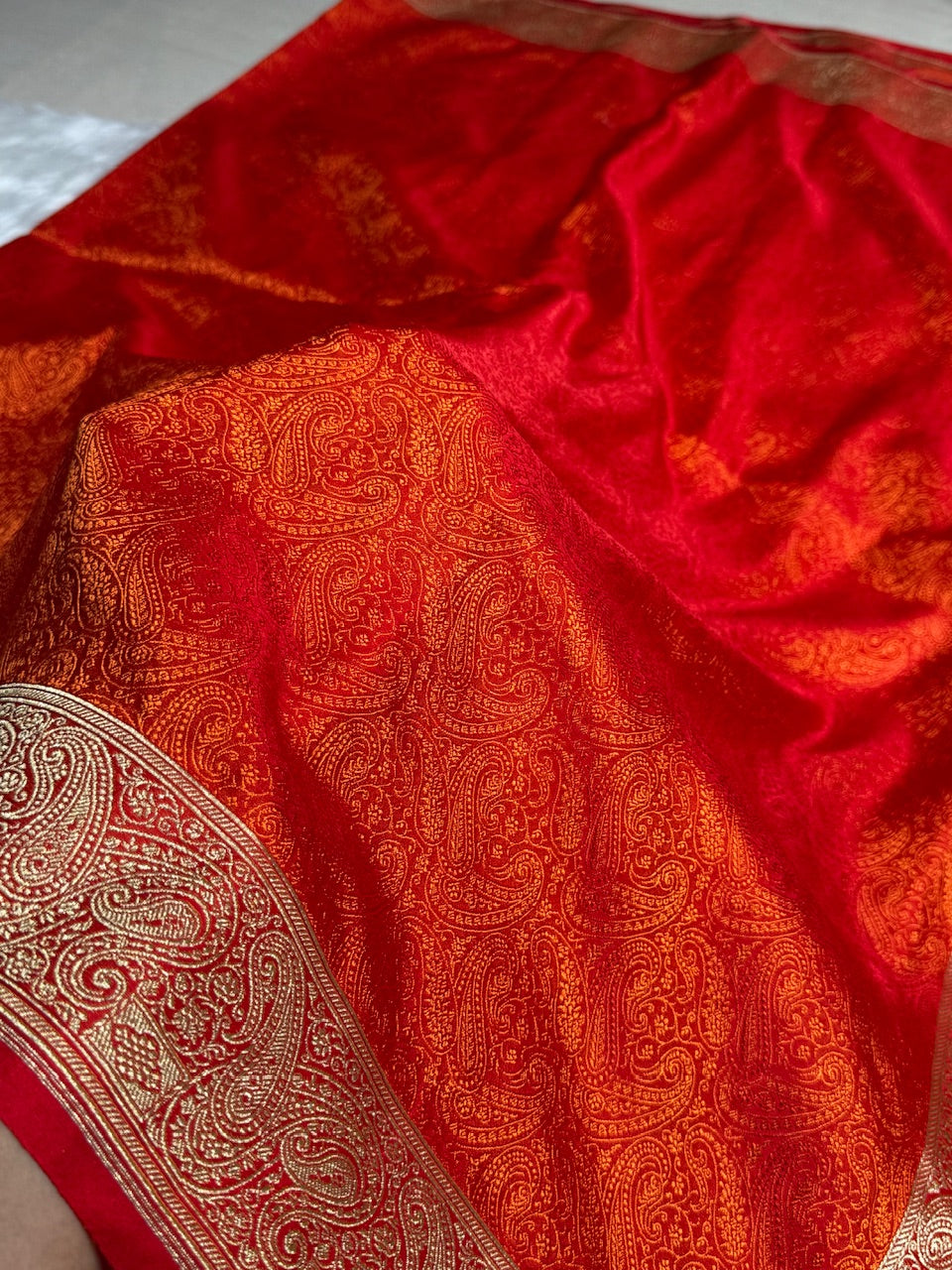 Orange Tanchoi Booti Katan Silk Saree SKTM-07