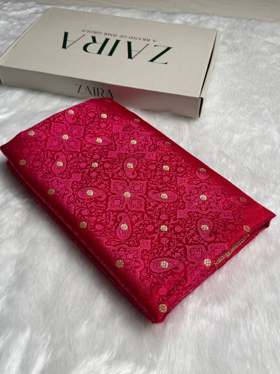 Redish Pink Tanchoi Booti Katan Silk Saree SKTM-08