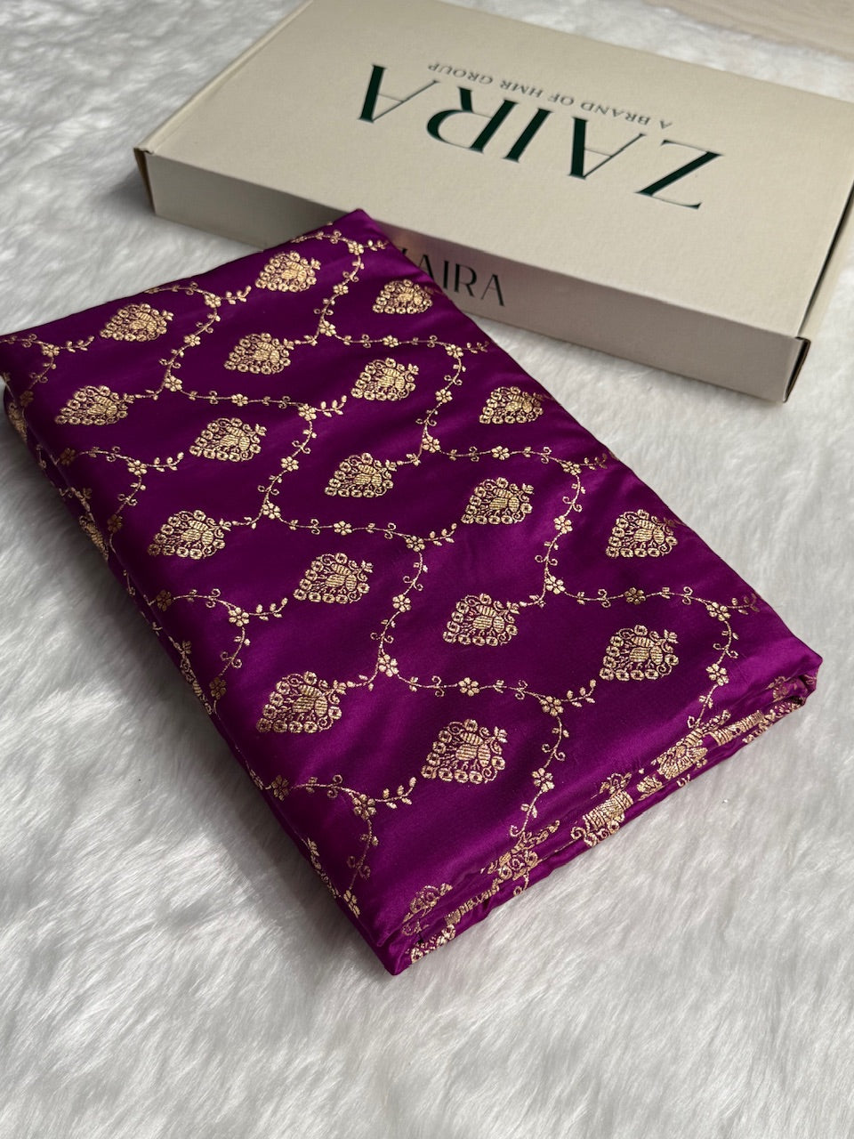 Purple Floral Jaal Pattern Satin Katan Silk saree SK42