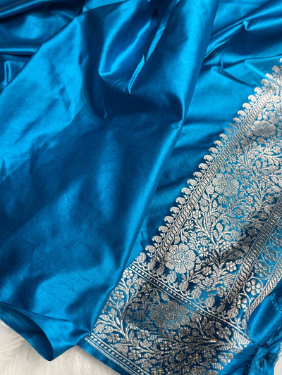 Dusty Blue Shades Booti Tanchoi Mashru Silk Saree MCS49