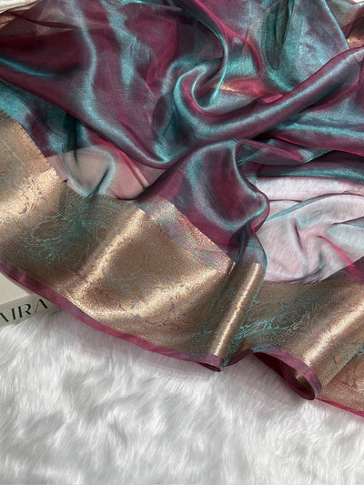 Cross German Pure Tissue Silk Saree with brocade Blouse PT-02