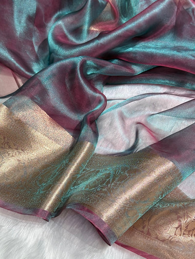 Cross German Pure Tissue Silk Saree with brocade Blouse PT-02