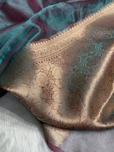 Cross German Pure Tissue Silk Saree with brocade Blouse PT-02